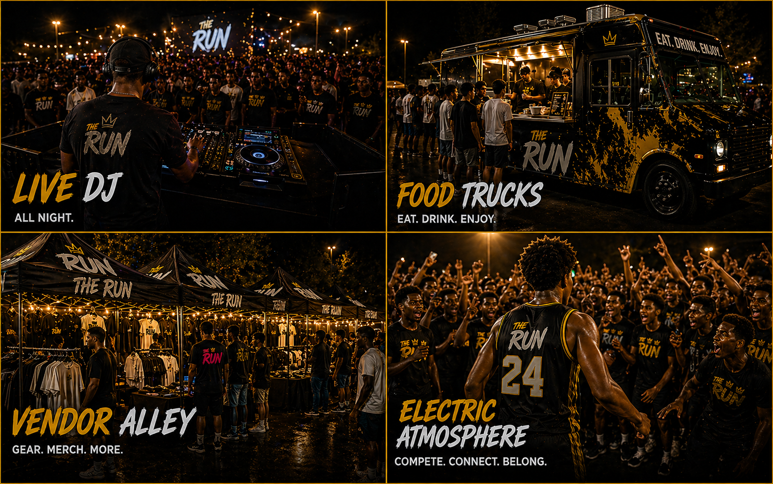 DJ, lights, food trucks at THE RUN