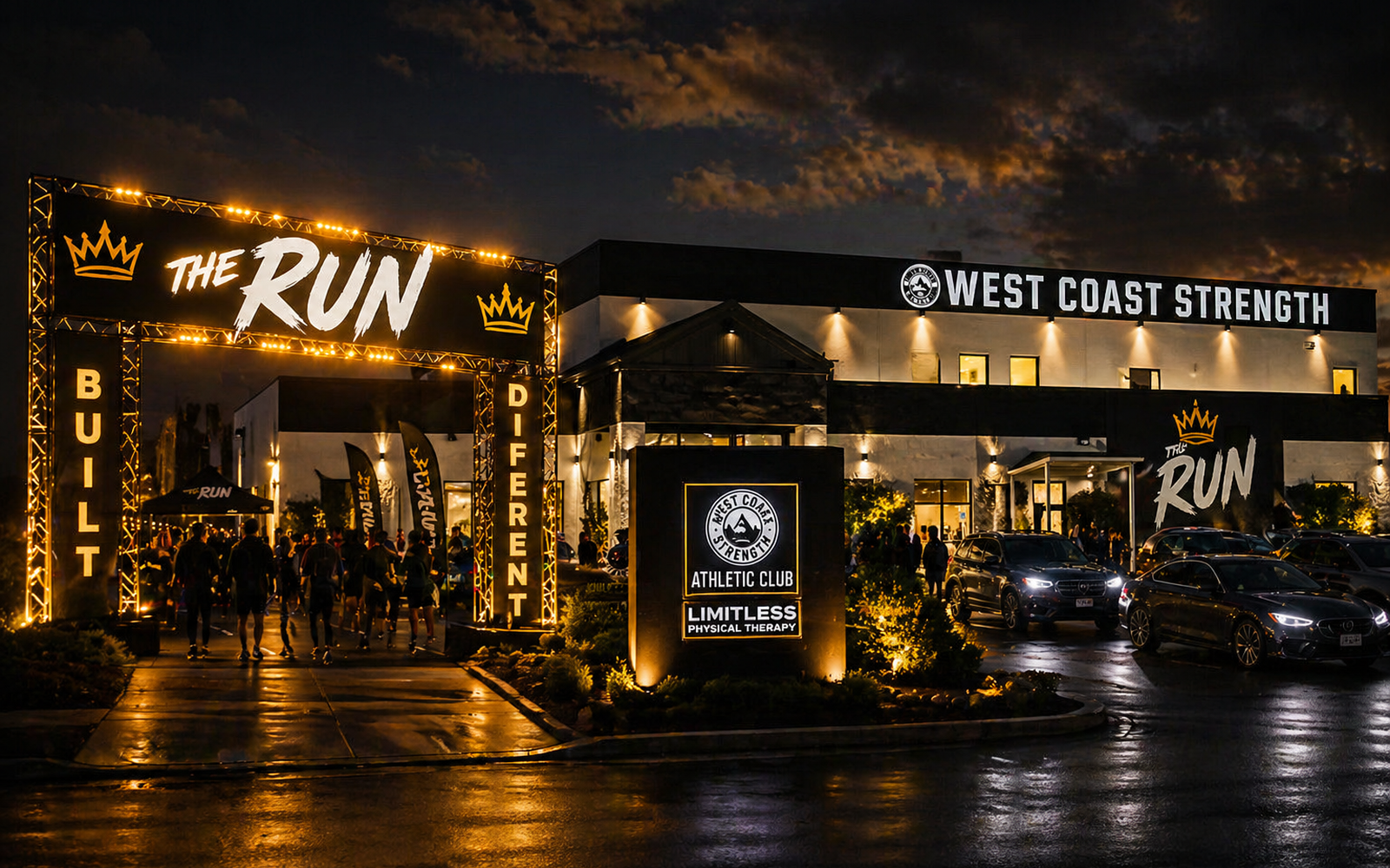 West Coast Strength venue at night during a game
